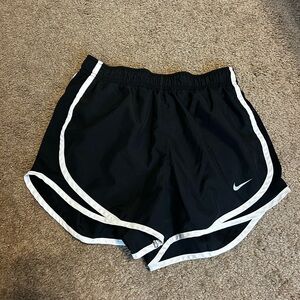 Nike Black and White Athletic Shorts with Curved Hem